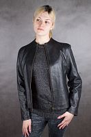 Черная кожаная куртка прямого кроя Mark&Spencer, размер 46 в интернет-магазине todalamoda