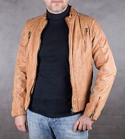 Куртка кожаная мужская коричневая Autark, размер 48 в интернет-магазине todalamoda