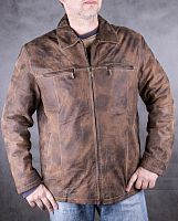 Куртка мужская коричневого цвета из натуральной кожи Mangoon, размер 54 в интернет-магазине todalamoda