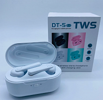 Беспроводные спортивные водонепроницаемые наушники DT-5  TWS с bluetooth белые в интернет-магазине todalamoda