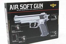Пистолет металлический 18 см. на 6 мм пульках AIR SOFT GUN K-33 страйкбольный пружинный в интернет-магазине todalamoda