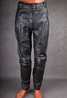 Мото-штаны кожаные черные MQP с защитой на коленях, размер 48 в интернет-магазине todalamoda