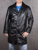 Мужской кожаный плащ Vera Pelle черный, размер 52 в интернет-магазине todalamoda