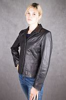 Кожаная куртка женская черная Kate Hill, размер 46-48 в интернет-магазине todalamoda