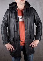 Мужская кожаная удлиненная куртка с капюшоном CONBIPEL, 48 размер в интернет-магазине todalamoda