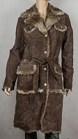 Пальто кожаное с отделкой натуральным мехом Conbipel размер 48,48-50 в интернет-магазине todalamoda