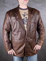 Куртка-пиджак мужская коричневого цвета из натуральной кожи, размер 58-60 в интернет-магазине todalamoda