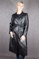 Кожаный плащ женский черный Vera Pelle, размер 48 в интернет-магазине todalamoda