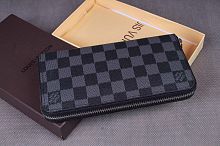 Портмоне черное Louis Vuitton, принт "шахматы" в интернет-магазине todalamoda