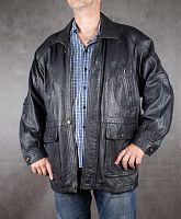 Мужская куртка из натуральной кожи черная, размер 60 в интернет-магазине todalamoda