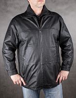 Мужская кожаная куртка Angelo Litrico черного цвета, размер 52-54 в интернет-магазине todalamoda