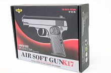 Пистолет металлический 16 см. на 6 мм пульках AIR SOFT GUN K17 страйкбольный пружинный в интернет-магазине todalamoda