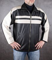 Куртка кожаная черно-белая Authentic style, размер 54 в интернет-магазине todalamoda