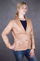 Кожаная куртка женская бежевая Conbipel, размер 48 в интернет-магазине todalamoda