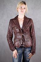 Кожаная куртка коричневая женская Yes London, размер 46 в интернет-магазине todalamoda