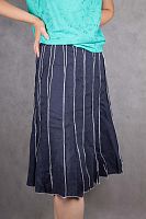 Юбка женская темно-синяя льняная в белую полоску Carole Little, размер 46-48  в интернет-магазине todalamoda