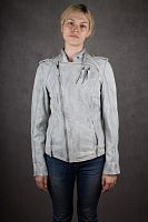 Куртка кожаная женская светло-голубая M.O.D., размер 46 в интернет-магазине todalamoda