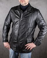 Куртка кожаная мужская черная Echtes Leder, размер 50 в интернет-магазине todalamoda