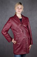 Кожаная куртка женская бордовая Vera Pelle, размер 46-48 в интернет-магазине todalamoda