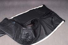 Мотоштаны мужские черные с белыми полосками и защитой на коленях, размер 48 в интернет-магазине todalamoda