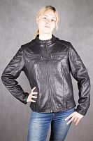 Кожаная куртка женская черная United Face New York, размер 48 в интернет-магазине todalamoda