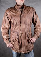 Винтажная мужская куртка коричневого цвета из натуральной кожи, размер 52-54 в интернет-магазине todalamoda