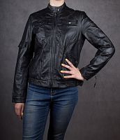 Кожаная куртка женская черная YOU, размер 48 в интернет-магазине todalamoda