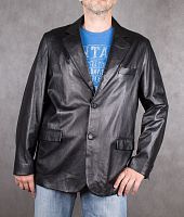 Мужской кожаный пиджак черного цвета Aljipiel, размер 54 в интернет-магазине todalamoda